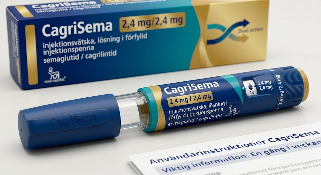 Illustration av CagriSema med semaglutid och cagrilintid i injektionspenna